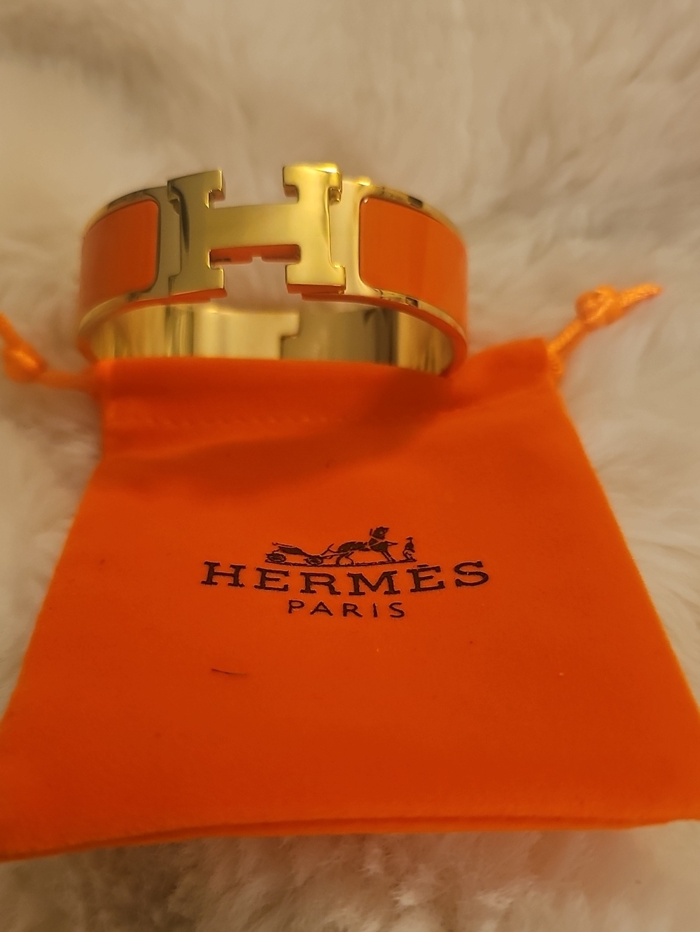 Clic H Enamel Bracelet in Orange and Gold